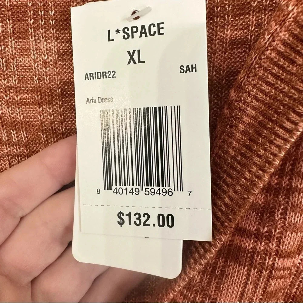 L Space Aria Dress V-Neck Long Sleeve Rust Sweater Dress with Collar Sz XL NWT - Picture 8 of 9